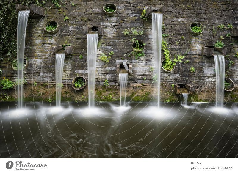 fountains Harmonious Relaxation Meditation Sculpture Nature Landscape Plant Water Garden Park Pond Architecture Wall (barrier) Wall (building) Fountain