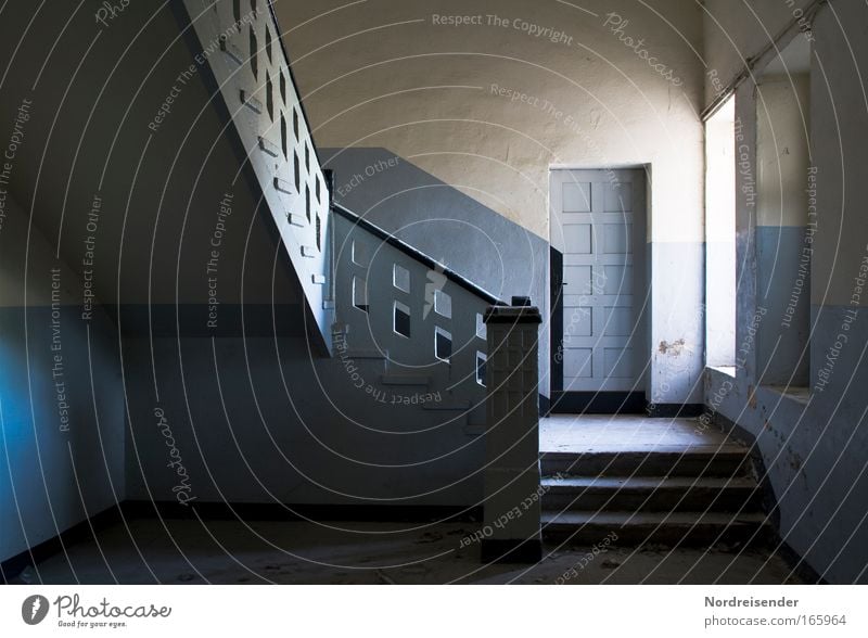 Architecture in an old staircase Colour photo Interior shot Day Light Shadow Contrast Sunlight Interior design Room Factory Career Success Industrial plant