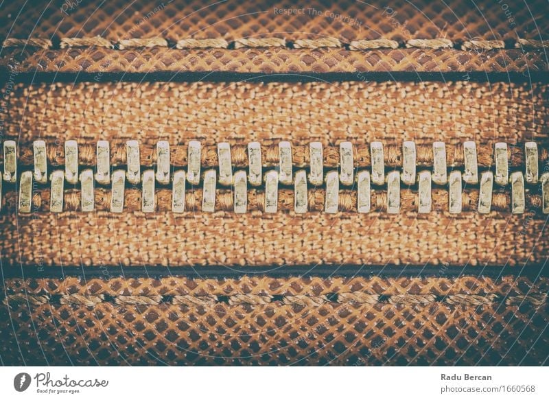 Zipper Closeup On Brown Leather - a Royalty Free Stock Photo from