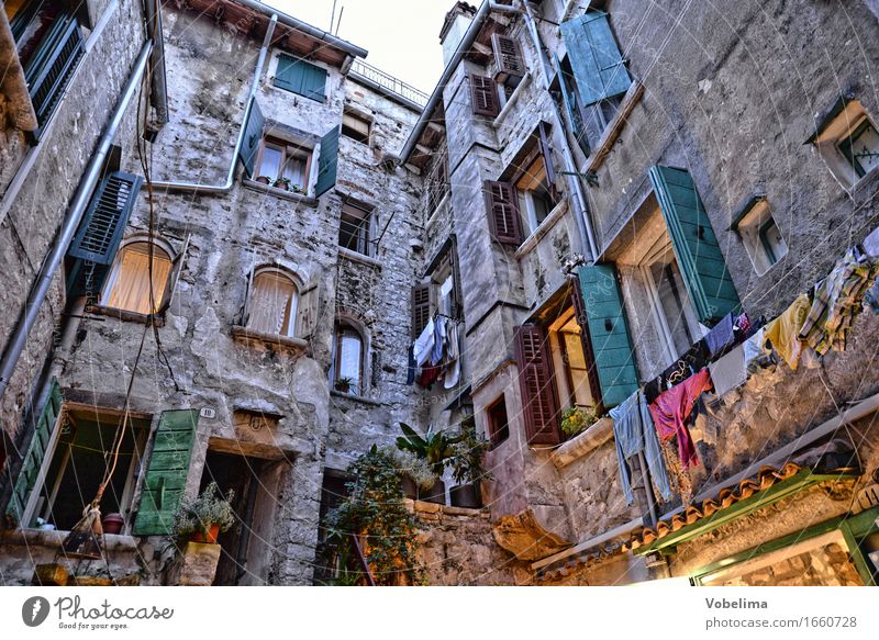 House in Rovinj, evening House (Residential Structure) Town Old town Manmade structures Building Architecture Facade Living or residing Brown Yellow Gray Green