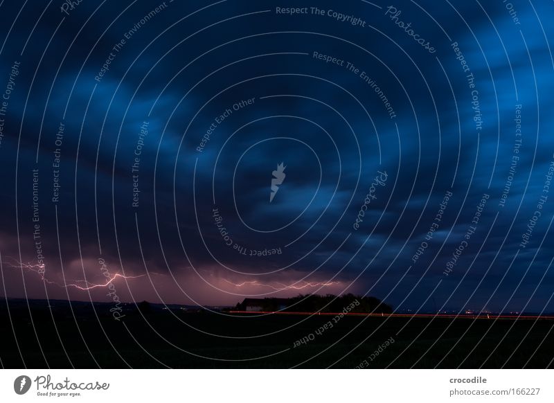 Thunderstorm II Colour photo Exterior shot Deserted Copy Space top Copy Space middle Evening Night Contrast Long exposure Deep depth of field Wide angle