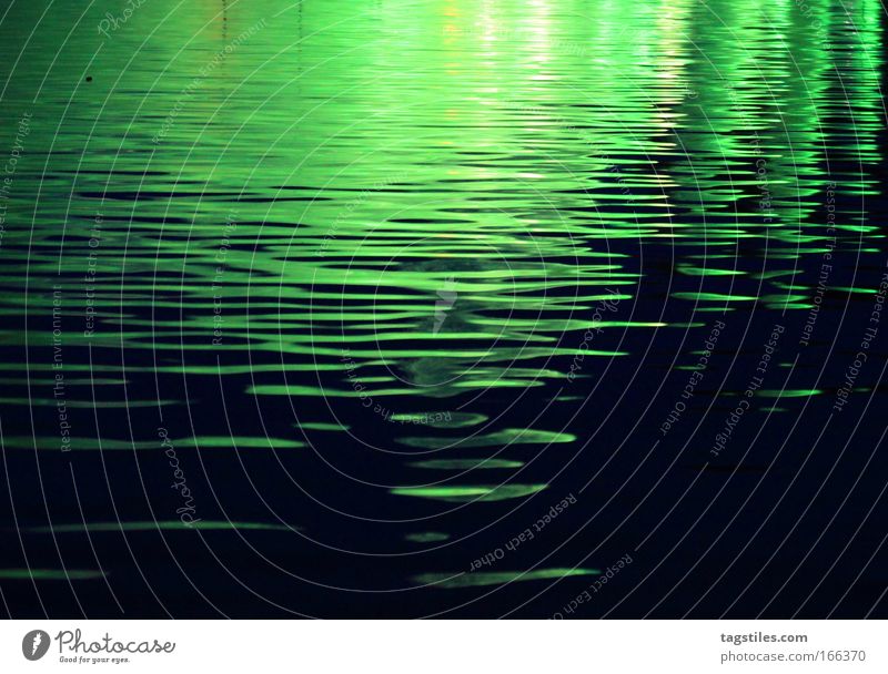GREEN NOW, NO?! Water Green Reflection Light Mirror Waves Pond Lake Visual spectacle waterlights Black Exterior shot Copy Space Text space everywhere