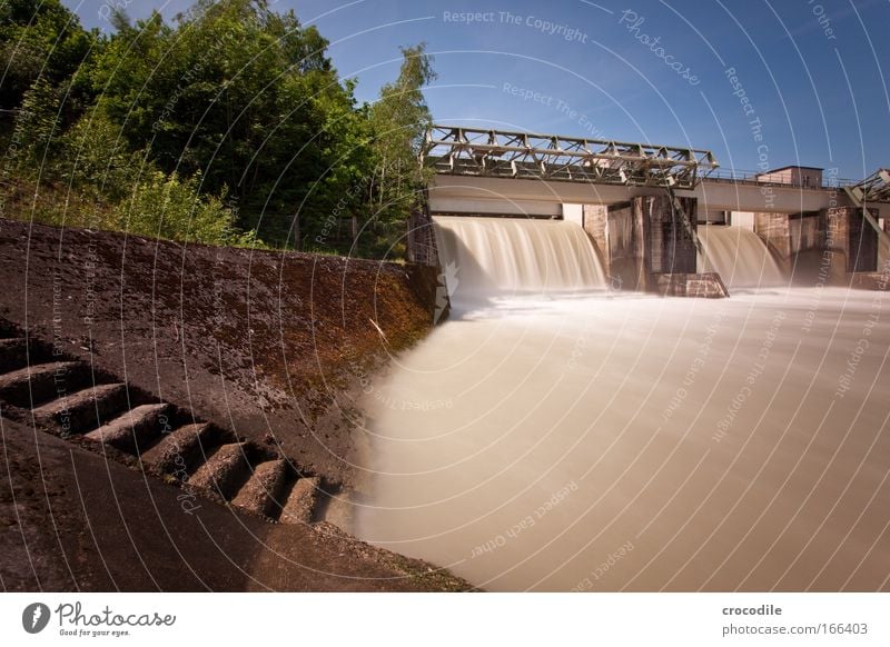 Hydropower III Colour photo Exterior shot Deserted Copy Space right Copy Space bottom Day Motion blur Deep depth of field Central perspective Wide angle