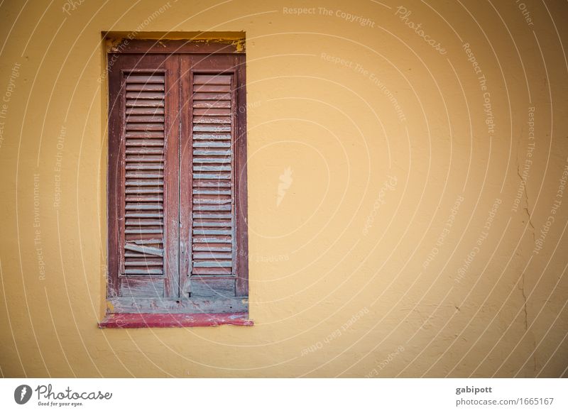 Window to Town House (Residential Structure) Wall (barrier) Wall (building) Facade Brown Yellow Colour Nostalgia Decline Past Transience Closed Shutter