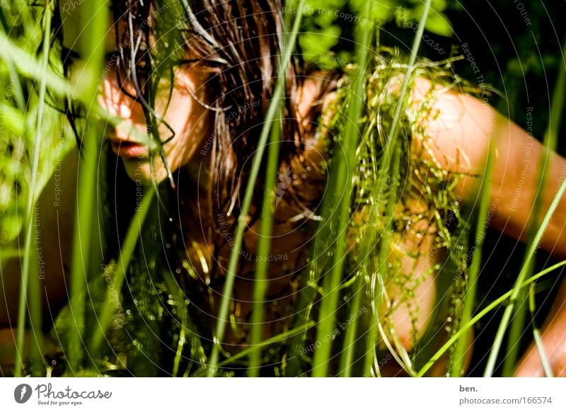 In nature Colour photo Exterior shot Day Downward Nutrition Human being Feminine Young woman Youth (Young adults) Woman Adults Head 1 18 - 30 years Environment