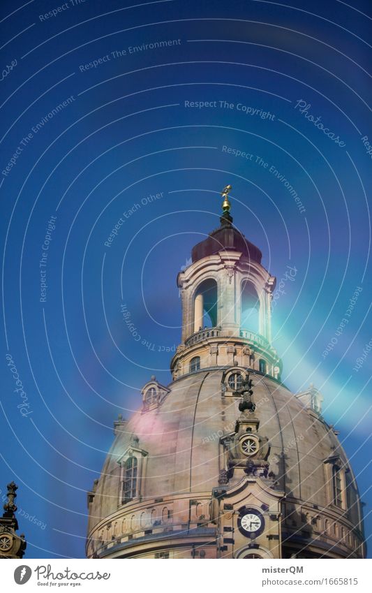 Dresden II Art Architecture Esthetic Building Part of a building Frauenkirche Roof Blue sky Church Colour photo Exterior shot Experimental Abstract Deserted