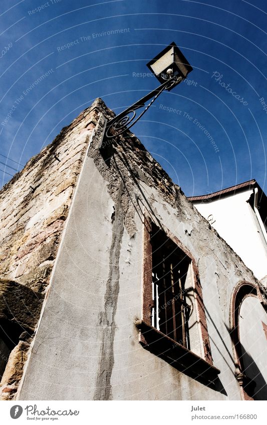 old wall Colour photo Exterior shot Copy Space top Day Shadow Contrast Sunlight Worm's-eye view Wide angle Village Old town House (Residential Structure)