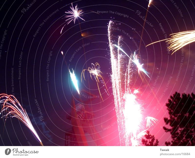 new year's eve 03 New Year's Eve Recklinghausen Mine tower Long exposure Club Party Firecracker Light (Natural Phenomenon)