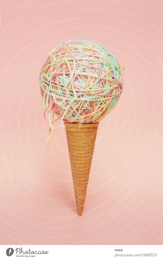 1x spaghetti ice cream Food Dessert Ice cream Candy Nutrition Design Summer Gastronomy Art Sphere String Esthetic Exceptional Delicious Funny Round Sweet Pink