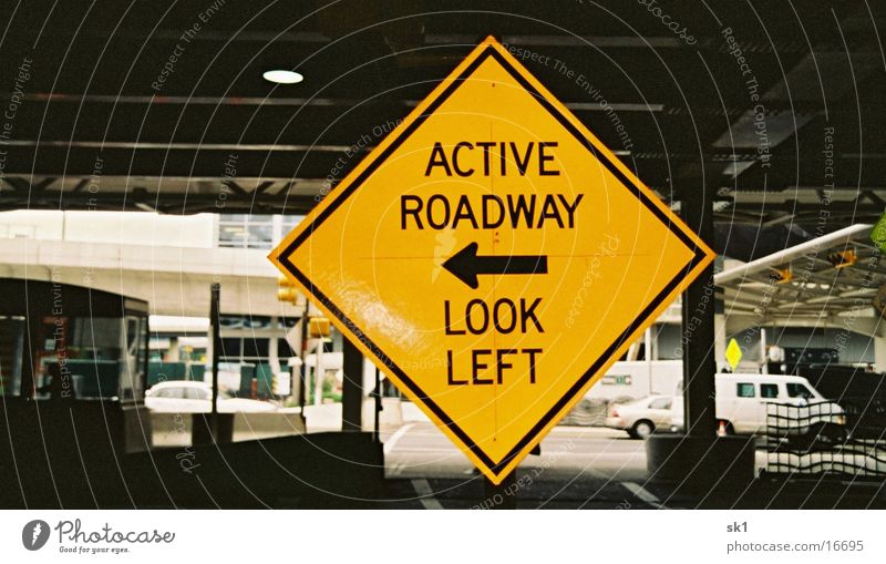 look left Street sign Americas Yellow Things active roadway Arrow