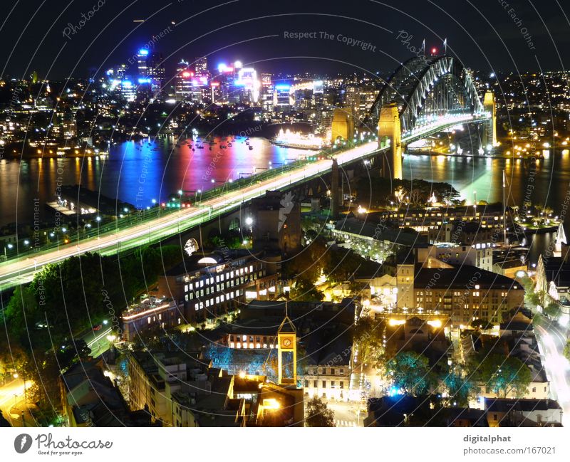 Sydney Harbour Bridge Australia + Oceania Port City Skyline High-rise Building Tourist Attraction Landmark Glittering Illuminate Famousness Beautiful
