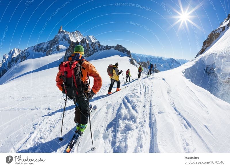 A group of skiers start the descent of Vallée Blanche, Chamonix Vacation & Travel Trip Adventure Expedition Winter Snow Mountain Sports Human being Man Adults