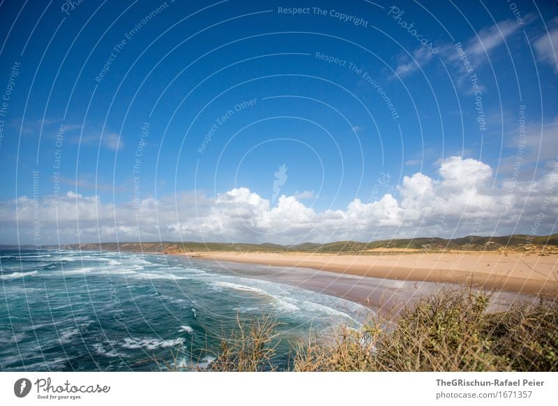 Beach, Sun, Sea Environment Sand Blue Brown Yellow Gray Green Black Turquoise White Algarve Portugal Ocean Waves Clouds Sky Vacation & Travel Vantage point