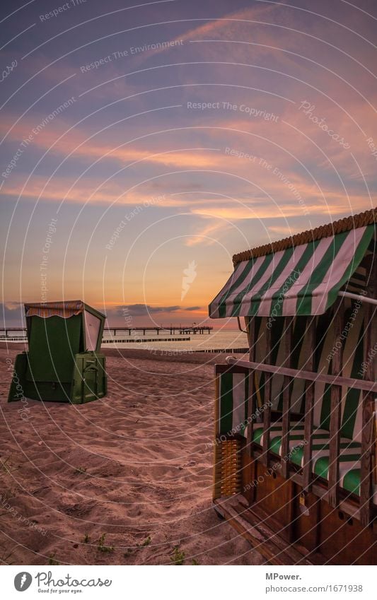 on the beach Nature Sky Clouds Sunrise Sunset Beautiful weather Waves Coast Beach Baltic Sea Ocean Experience Leisure and hobbies Beach chair Sea bridge