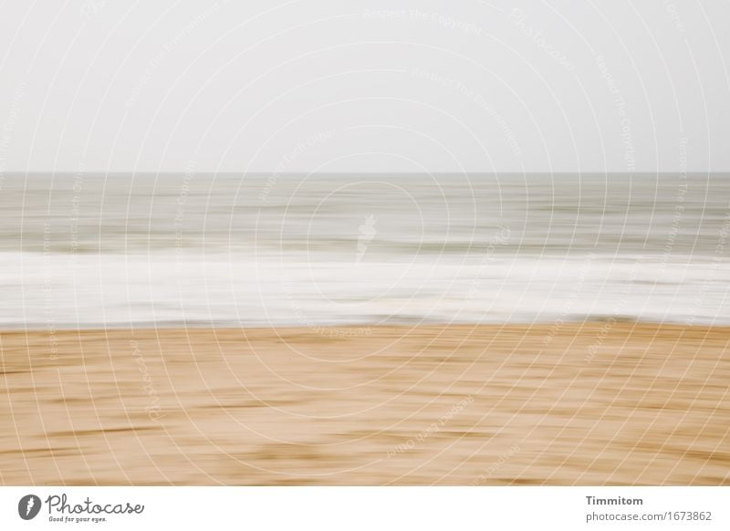You take sand... Vacation & Travel Environment Nature Elements Sand Water Sky Waves Beach North Sea Denmark Esthetic Brown Gray Calm White crest Motion blur