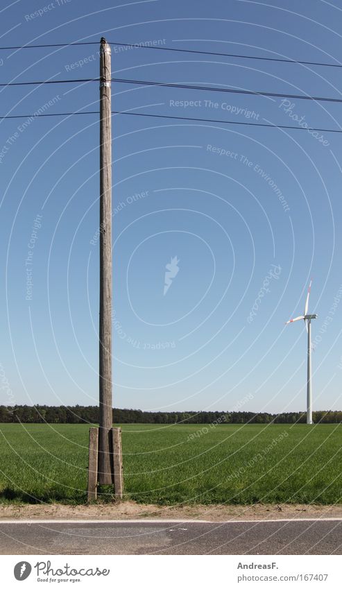 wind power Colour photo Exterior shot Day Cable Energy industry Renewable energy Wind energy plant Environment Nature Landscape Cloudless sky Climate change