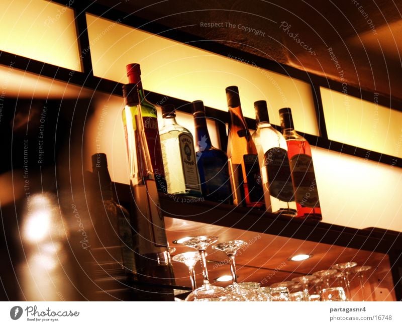 Bottles in the bar Bar Restaurant Beverage Alcoholic drinks Light stylish