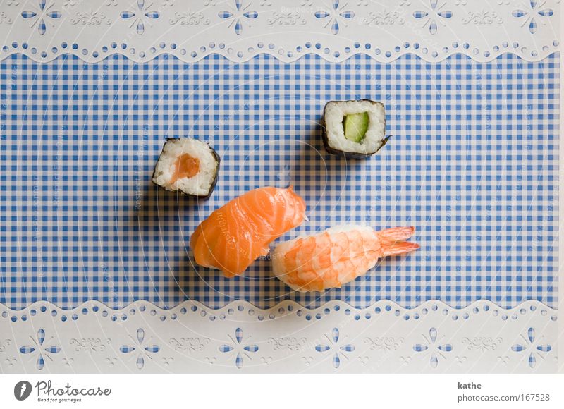 japan meets bavaria Colour photo Multicoloured Interior shot Close-up Day Contrast Bird's-eye view Food Fish Nutrition Dinner Banquet Finger food Sushi