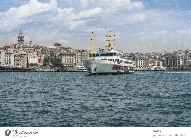 Istanbul Vacation & Travel Tourism City trip Logistics Environment Landscape Water Clouds Summer Beautiful weather Coast River bank Ocean The Bosphorus galata