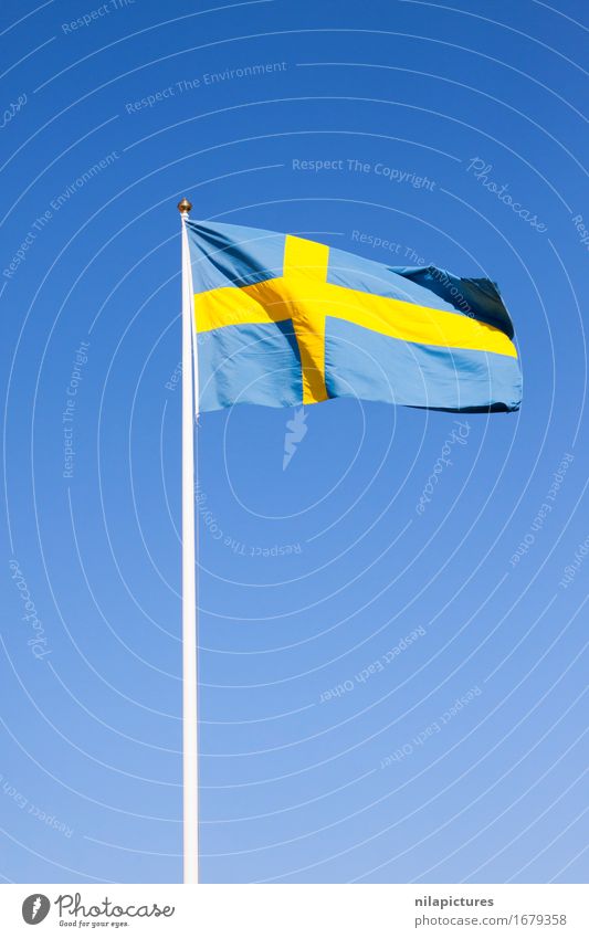 Swedish flag Lifestyle Vacation & Travel Tourism Trip Far-off places Freedom Sightseeing City trip Summer Summer vacation Sun Environment Sky Cloudless sky