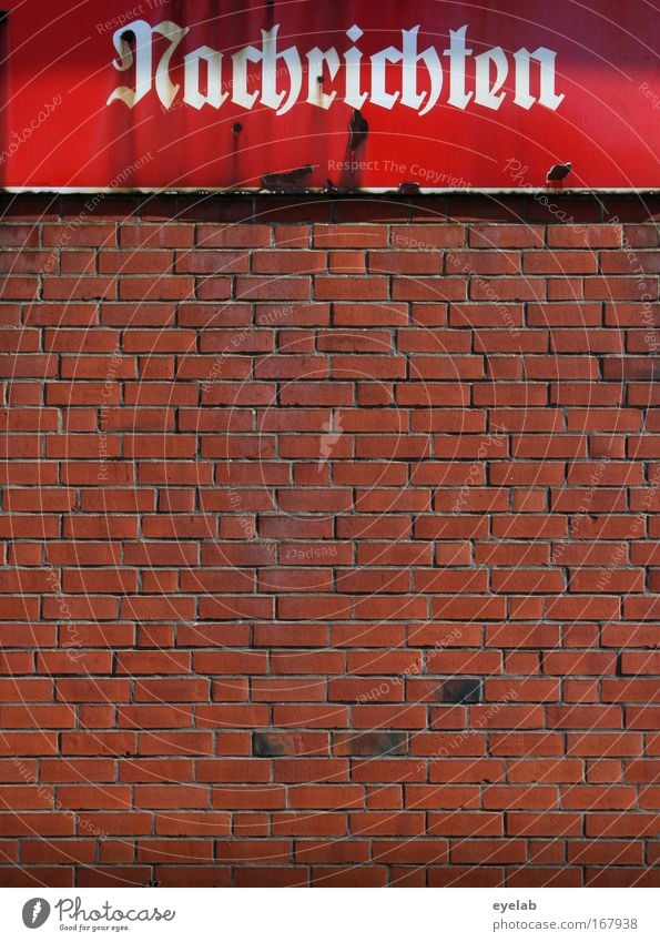 good Colour photo Exterior shot Detail Deserted Day Sunlight Central perspective Small Town House (Residential Structure) Building Brick Wall (barrier)