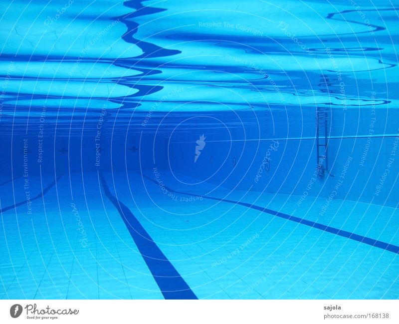 / \ \ \ ' pool Leisure and hobbies Swimming pool Elements Water Blue Joy Perspective Sports Dividing line Ladder Reflection Wave action Aquatics