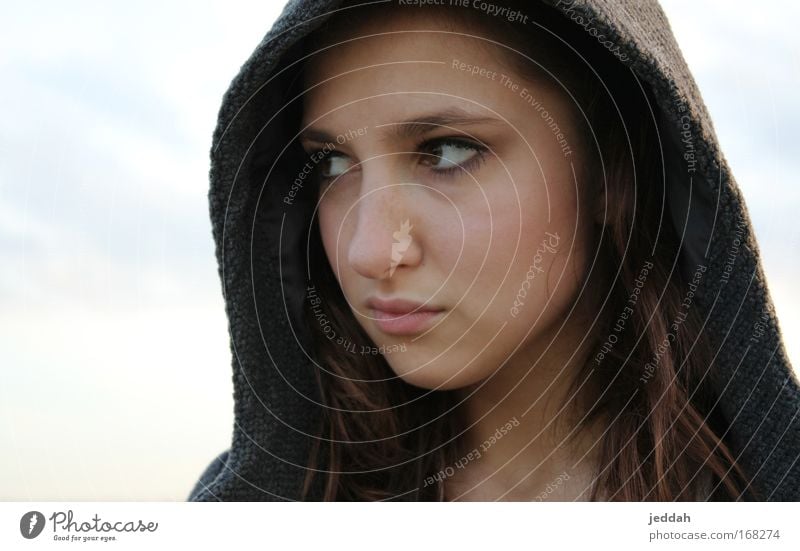 superwoman Colour photo Exterior shot Evening Portrait photograph Looking away Feminine Young woman Youth (Young adults) Life Skin Head Face Eyes Lips 1