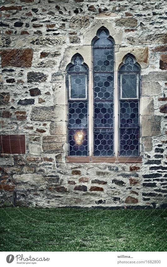The eternal light | AST9 Church Manmade structures Building Architecture Monastery Gothic period Masonry Window Church window Wall (building) Stone wall