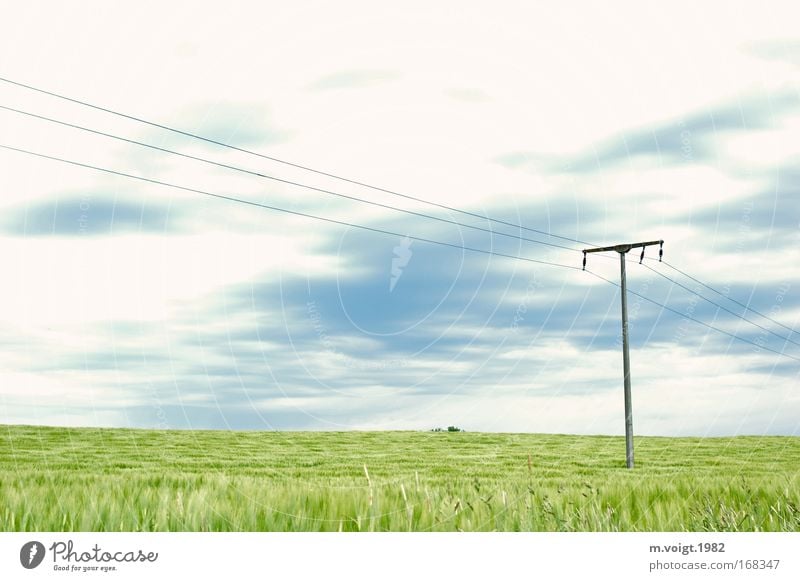 Simply a region Colour photo Exterior shot Deserted Energy industry Electricity pylon High voltage power line Environment Nature Sky Clouds Spring