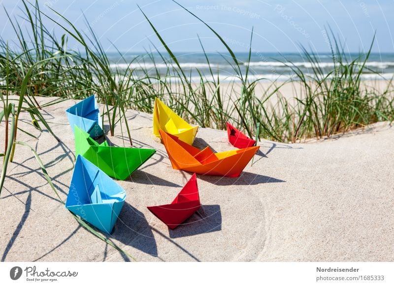 summertime Playing Handicraft Vacation & Travel Summer vacation Beach Waves Sand Water Cloudless sky Beautiful weather Grass North Sea Baltic Sea Ocean