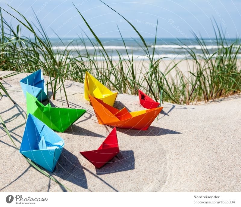 summertime Playing Handicraft Vacation & Travel Summer vacation Sun Beach Ocean Waves Sand Water Cloudless sky Beautiful weather North Sea Baltic Sea Navigation