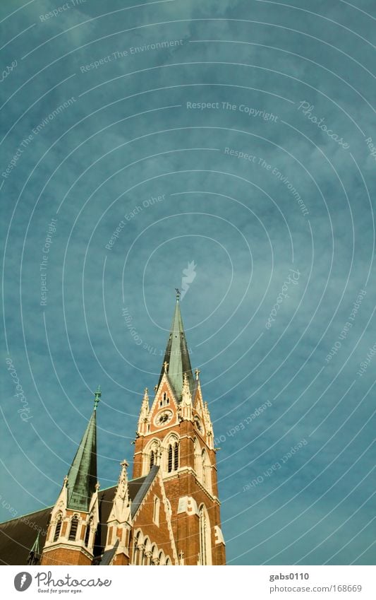 Heart of Jesus Colour photo Exterior shot Deserted Copy Space top Copy Space middle Day Wide angle Art Sky Clouds Graz Old town Church Dome Manmade structures