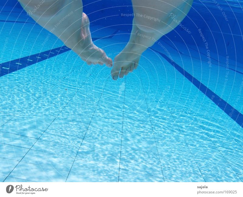 barefoot in the pool Colour photo Underwater photo Pattern Structures and shapes Copy Space bottom Deep depth of field Swimming & Bathing Leisure and hobbies