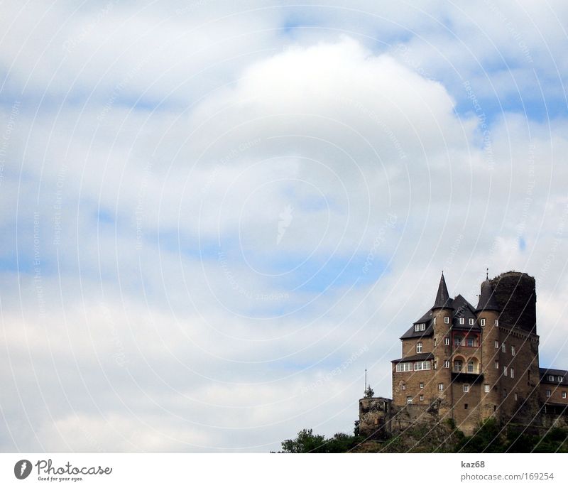 Katz Castle fortified castle cat Clouds Witch Rhine Fortress Vacation & Travel Sky Masonry Lookout tower Customs Paying Entrance Historic Fairy tale Historicism