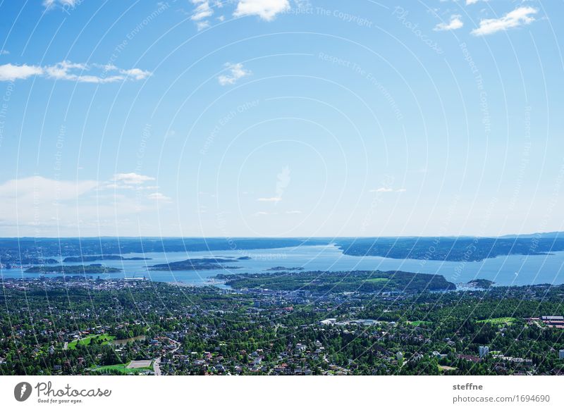 Oslo Fjord Landscape Sky Spring Summer Beautiful weather oslo fjord Norway stump Vantage point Idyll Colour photo Exterior shot Copy Space top Bird's-eye view