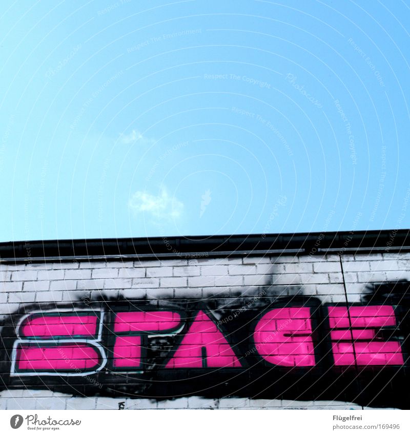 Lost in Art Wall (barrier) Wall (building) Freedom Universe space Sky Beautiful weather Sprayed Pink Style Dirty Border Infinity Contrast Tall typographically