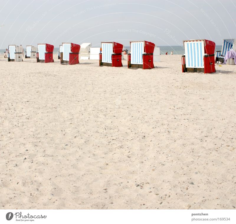 Beach vacation. Beach chairs are lined up on the beach of Warnemünde Wellness Life Well-being Relaxation free Vacation & Travel Tourism Trip Ocean Esthetic