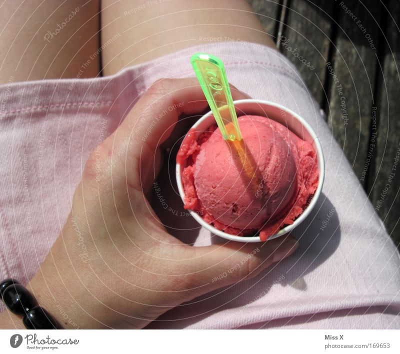 sexy ice cream .......without cream Nutrition Eating Spoon Beach bar Young woman Youth (Young adults) Hand Legs 1 Human being Skirt Sweet Pink Vice
