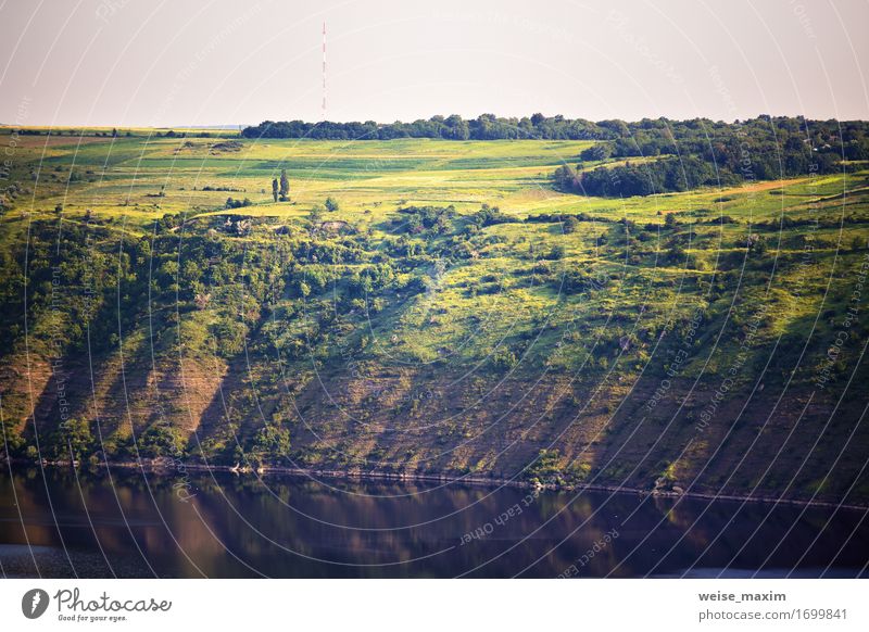 Summer sunny morning on the river Beautiful Vacation & Travel Sun Environment Nature Landscape Plant Earth Water Sky Sunrise Sunset Beautiful weather Tree Grass