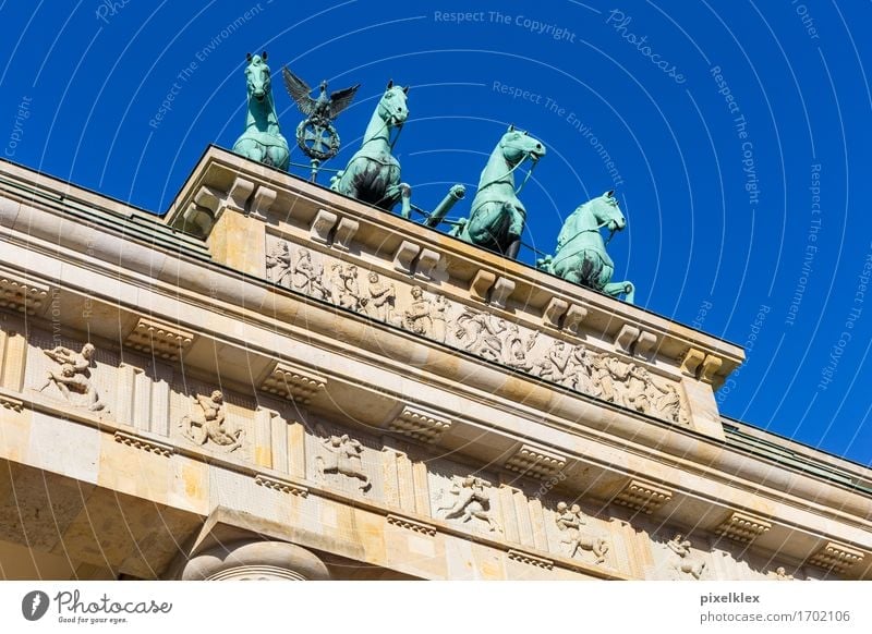 Quadriga at the Brandenburg Gate Sculpture Berlin Germany Town Capital city Downtown Places Manmade structures Building Architecture Roof Tourist Attraction