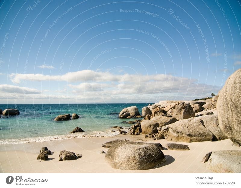 Boulders Beach Colour photo Exterior shot Deserted Copy Space top Shadow Vacation & Travel Tourism Far-off places Freedom Summer Summer vacation Ocean Sky