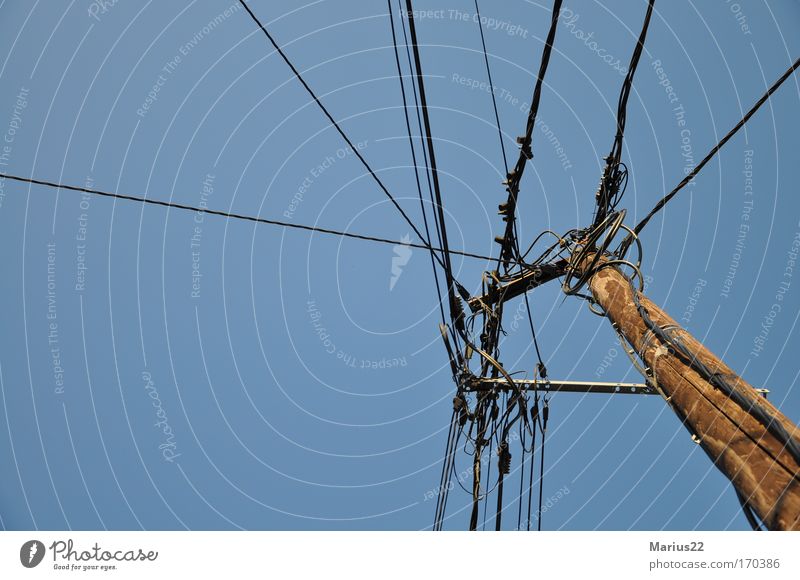 power pole Colour photo Subdued colour Exterior shot Detail Deserted Copy Space left Copy Space bottom Neutral Background Energy industry Energy crisis Free