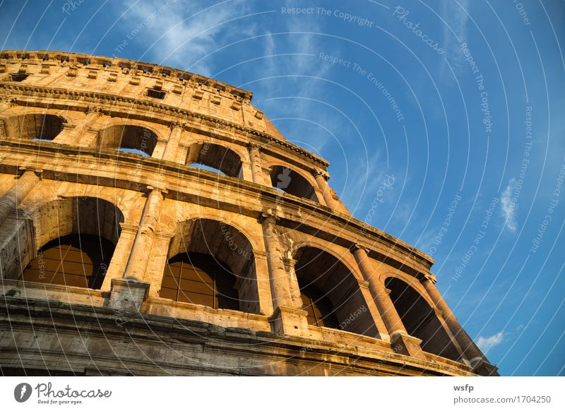 Colosseum in Rome by day with blue sky Tourism Castle Architecture Historic Amphitheatrum Flavium Amphitheatrum Novum Amphitheatre Rainbow Lock History of the