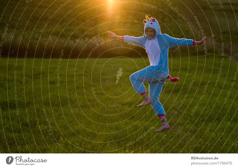 dancing unicorn in the evening sun Trip Adventure Freedom Summer Carnival Human being Feminine Young woman Youth (Young adults) 1 18 - 30 years Adults