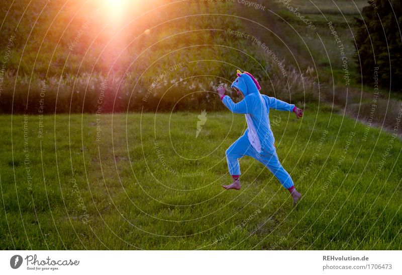 Tlön | Running Unicorn Human being Feminine Young woman Youth (Young adults) 1 18 - 30 years Adults Environment Nature Landscape Plant Grass Meadow Field Animal