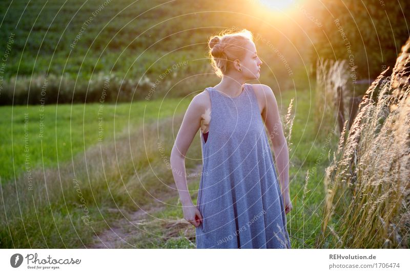 Alexa in the evening light. Human being Feminine Young woman Youth (Young adults) 1 18 - 30 years Adults Environment Nature Landscape Sun Summer