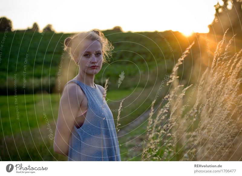 Alexa in the evening light Human being Feminine Young woman Youth (Young adults) 1 18 - 30 years Adults Environment Nature Landscape Sunrise Sunset Sunlight