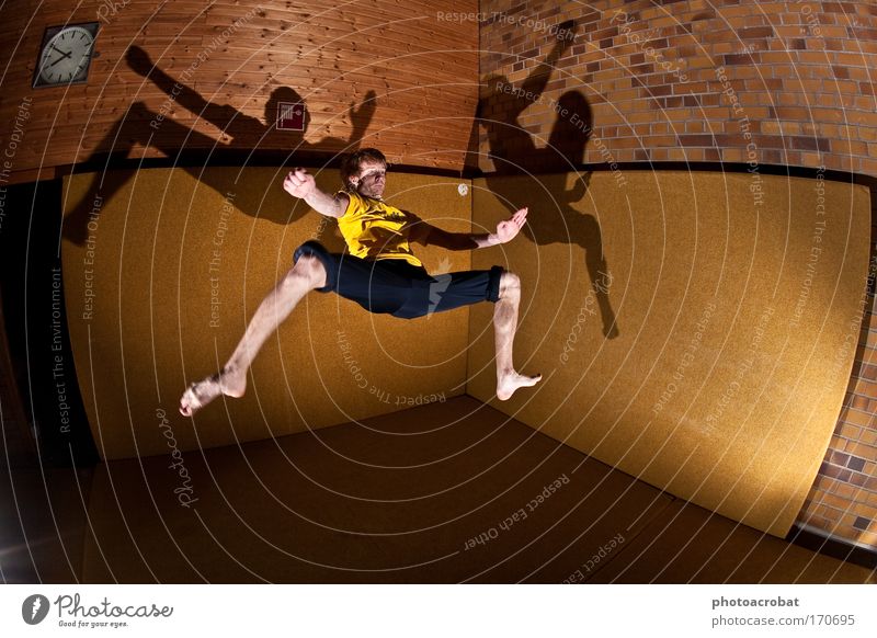 Matrix Spiderman Colour photo Flash photo Light Shadow Fisheye Lifestyle Elegant Style Joy Sports Kick spin acrobatic Capoeira Parkour Gymnasium Movement