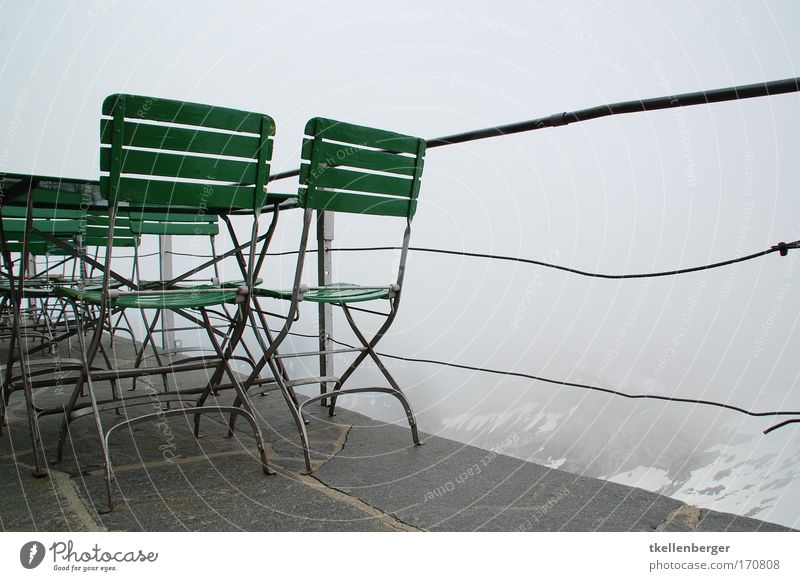 fog session Colour photo Exterior shot Deserted Day Evening Silhouette Central perspective Wide angle Forward Life Senses Calm Tourism Trip Mountain Furniture