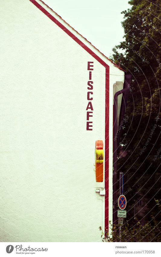 Want some ice cream? Colour photo Subdued colour Copy Space left Day House (Residential Structure) Retro Gloomy Ice cream Café ice cream parlour Ice-cream stand